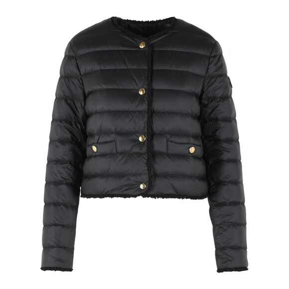 MONCLER Jackets & Blazers - Moncler 'Fleurs' Short Down Jacket With Black Polyamide Bouclé Trim Women